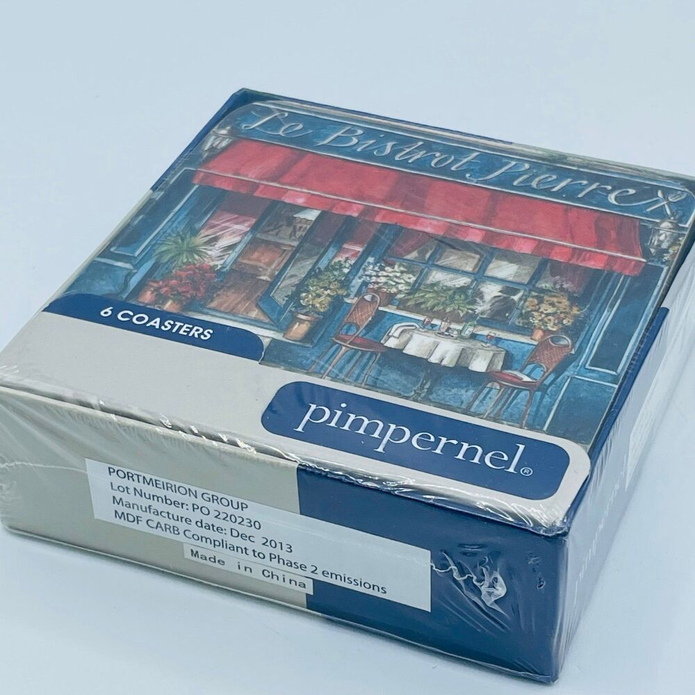 Set of 6 Different Designs CAFE DE FRANCE Decorative Pimpernel Square Coasters
